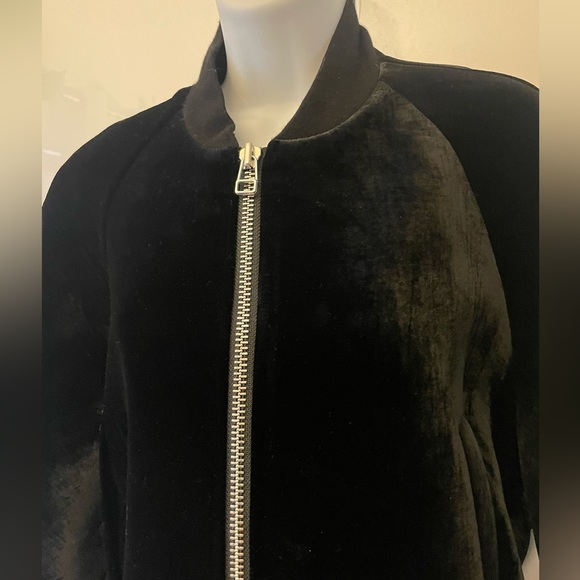 DKNY black velvet structured batwing bomber jacket - Picture 5 of 8